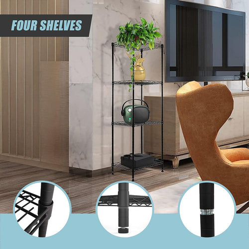 Modular Wire Storage Shelf 350 x 350 x 1800mm Steel Shelving - Baking Black Technology