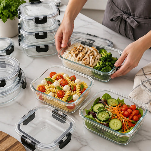 24 Piece Glass Food Storage Containers with Airtight Leakproof Lids Meal Prep Kitchen Storage Set