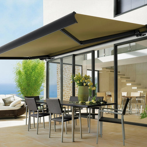 Heavy Duty Full Cassette Retractable Awning: Motorised 5.0 x 3.0m Beige Sunshade