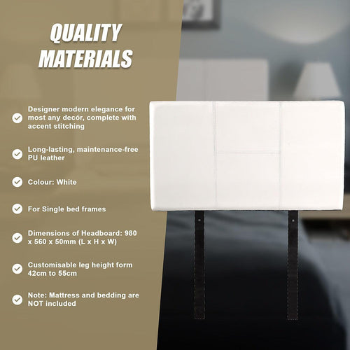 Single White PU Leather Bed Headboard Bedhead