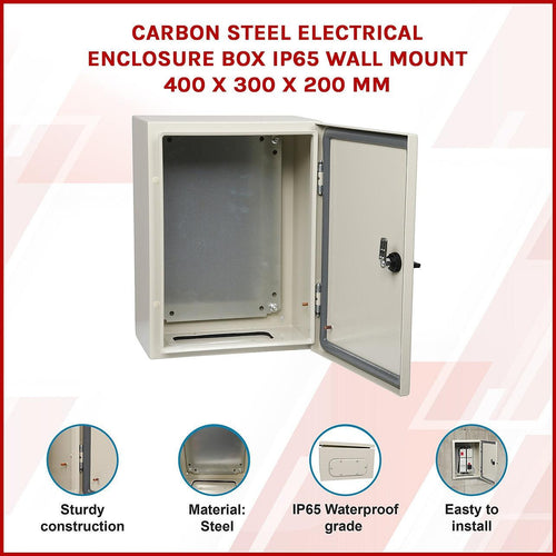 Carbon Steel Electrical Enclosure Box IP65 Wall Mount 400 x 300 x 200 mm