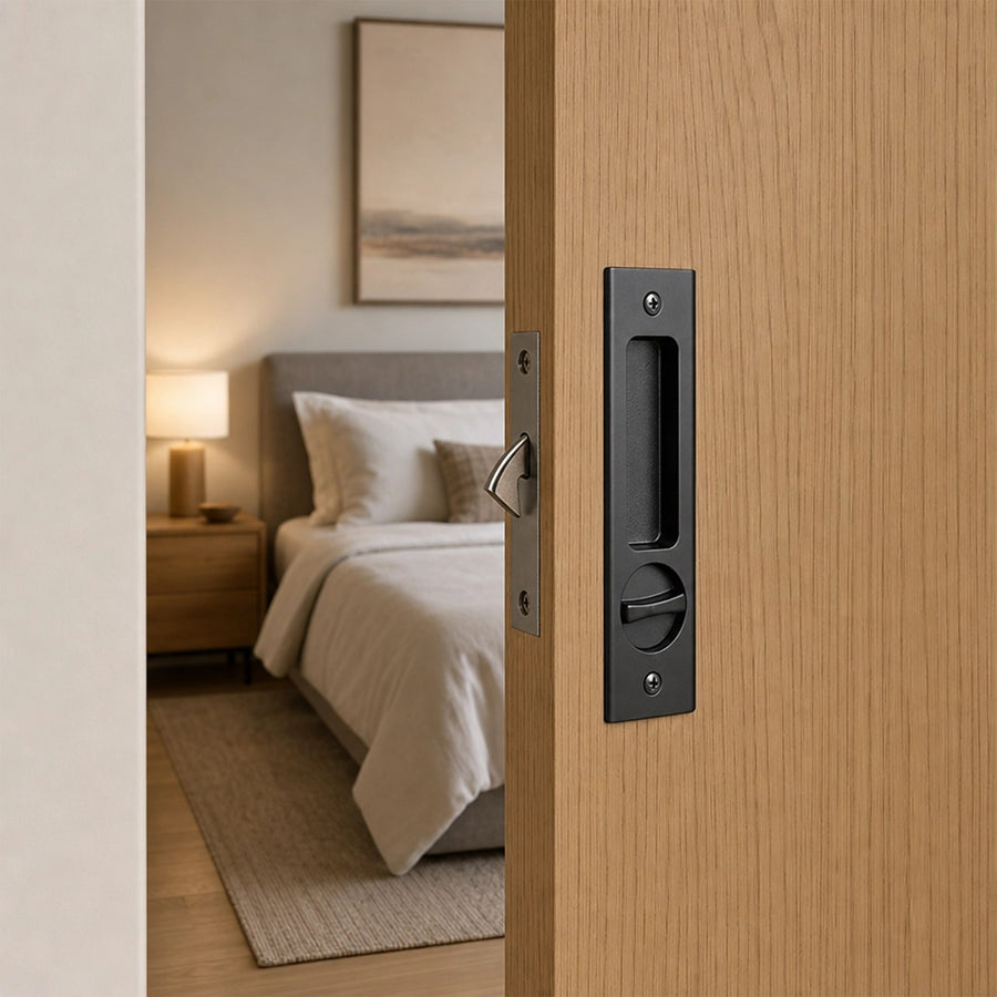 160mm Recessed Sliding Door Lock Handle Set with Key Lock for Pocket & Timber Doors
