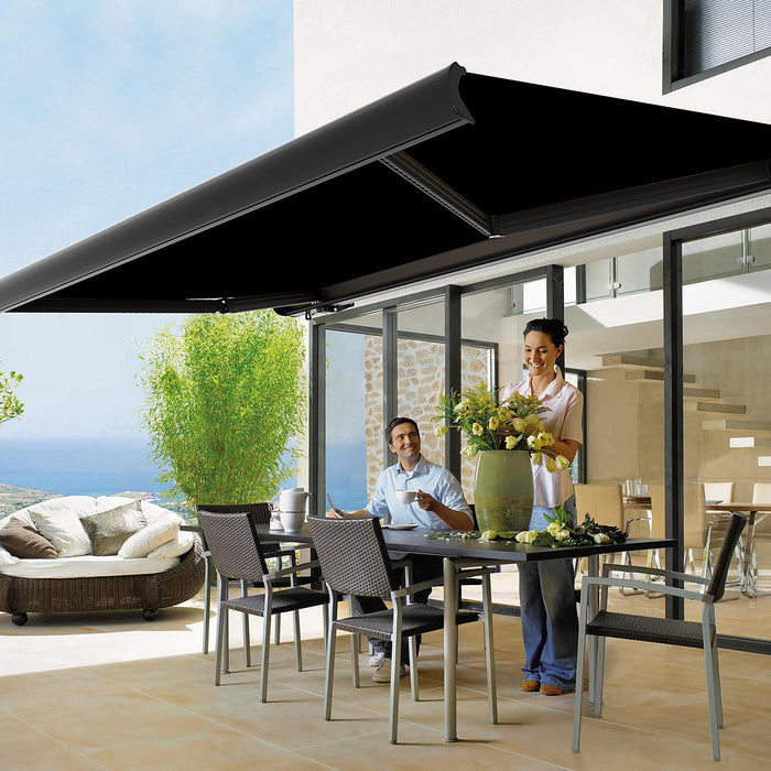 4x3m Motorised Retractable Awning Full Cassette Heavy Duty in Black