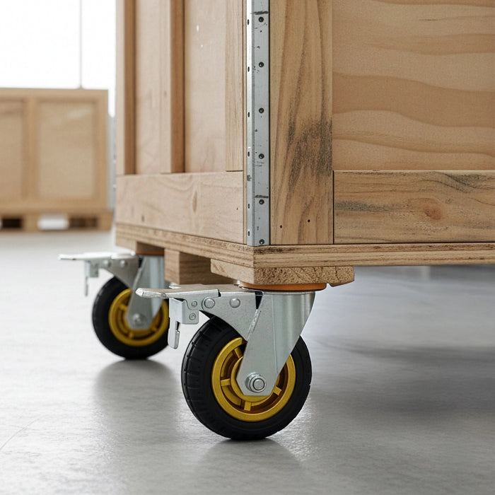 Castor Wheels 4 x 6" 150mm Swivel Silent Caster 2 Brakes 800KG