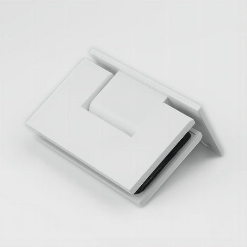 90° Brass Glass Shower Door L-Hinge in White