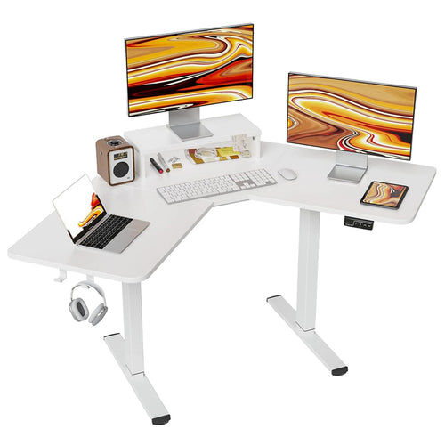 L Shaped Sit Stand Desk Electric Height Adjustable Corner Table