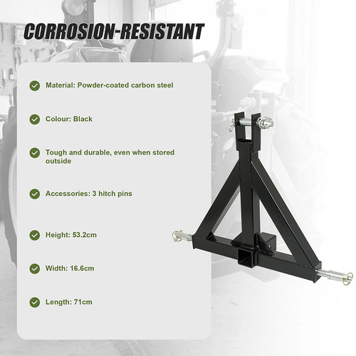 3-Point Trailer Hitch Receiver for Category 1 Tractors