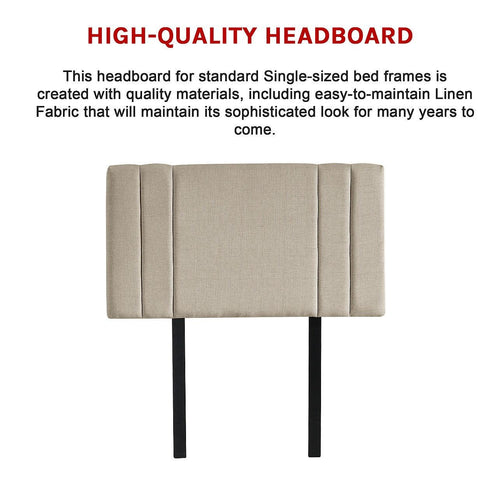 Beige Linen Fabric Single Deluxe Headboard Bedhead