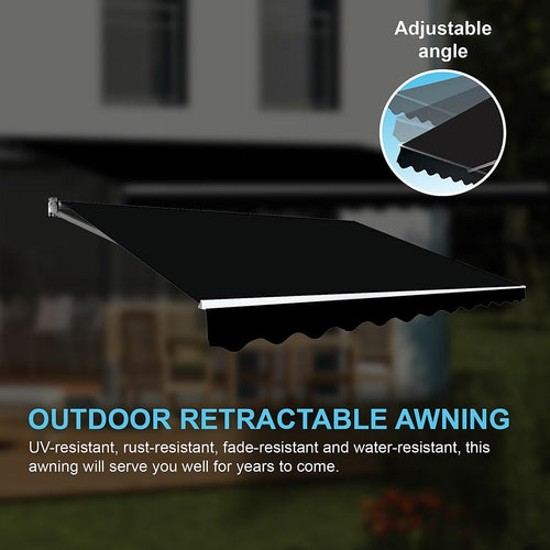 Automatic Retractable Awning 5x2.5m - Black Outdoor Wall Sunshade