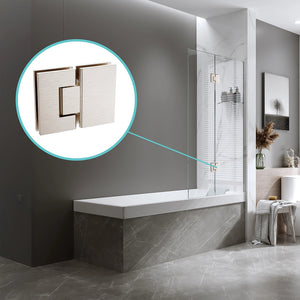 120cm Frameless Glass Bath Screen with Channel and Stainless Steel Hinges- Nickel