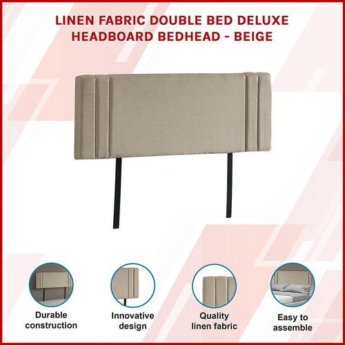 Beige Linen Fabric Double Deluxe Headboard Bedhead