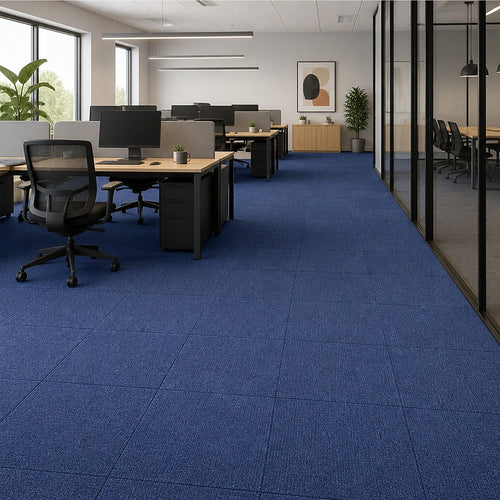 5m² Blue Carpet Tiles Set – Commercial & Home Flooring for Office, Retail & Living Areas