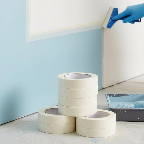72 x White Masking Tape Rolls – 24mm x 50m Painters Adhesive Tape for Clean Paint Lines