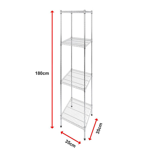 Modular Wire Storage Shelf 350 x 350 x 1800mm Steel Shelving - Carbon Chrome Plated