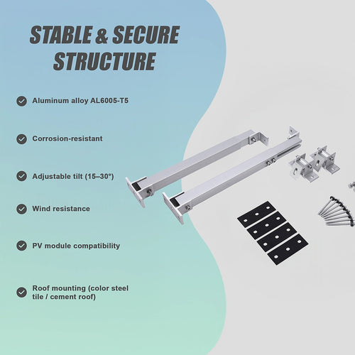 Adjustable Solar Panel Tilt Mount Brackets Kit – Roof, Ground & Boat Mounting System