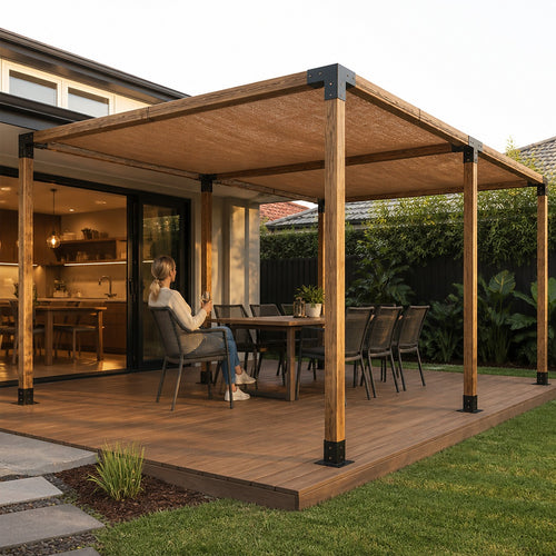 DIY Pergola Kit – Double with Coffee Screens Set with Brackets