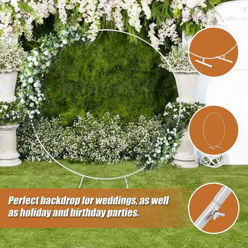 2M Wedding Hoop Round Circle Arch Backdrop Flower Display Stand Frame Background White