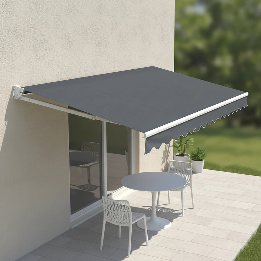 Automatic Retractable Awning 3x2.5m - Grey Outdoor Wall Sunshade