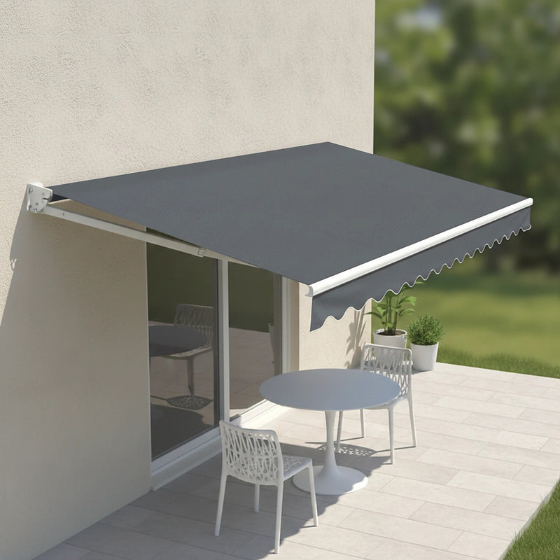 Automatic Retractable Awning 3x2.5m - Grey Outdoor Wall Sunshade ...