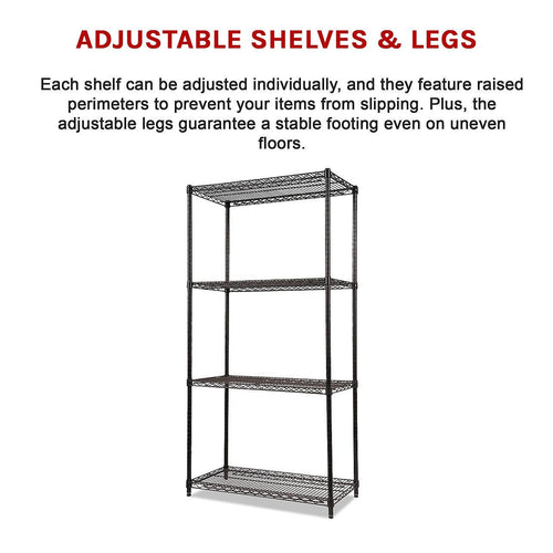 Modular Wire Storage Shelf 1200 x 450 x 1800mm Steel Shelving - Baking Black Technology