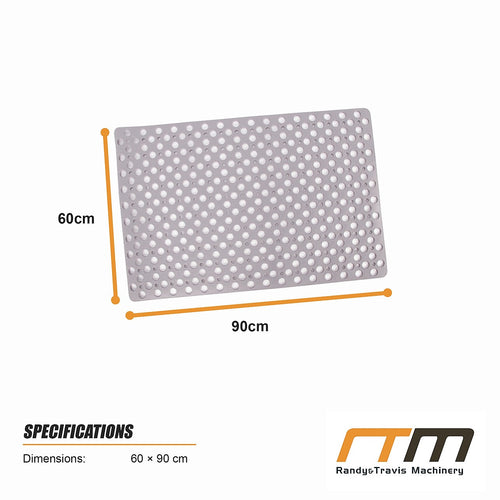 60x90cm Grey Non Slip Bath Mat TPE Shower Mat with Suction Cups