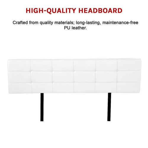 King PU Leather Bed Deluxe Headboard Bedhead - White