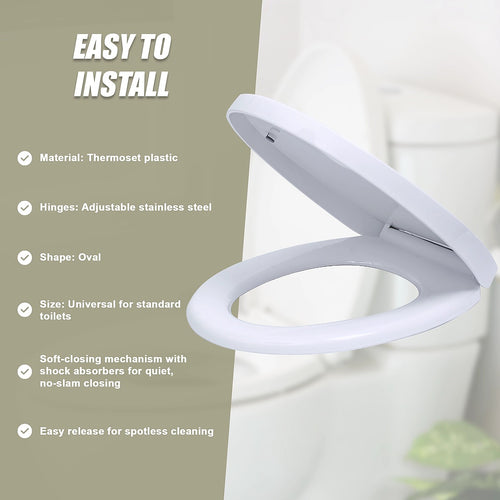 Quick Release Soft Close Toilet Seat White Bathroom Heavy Duty