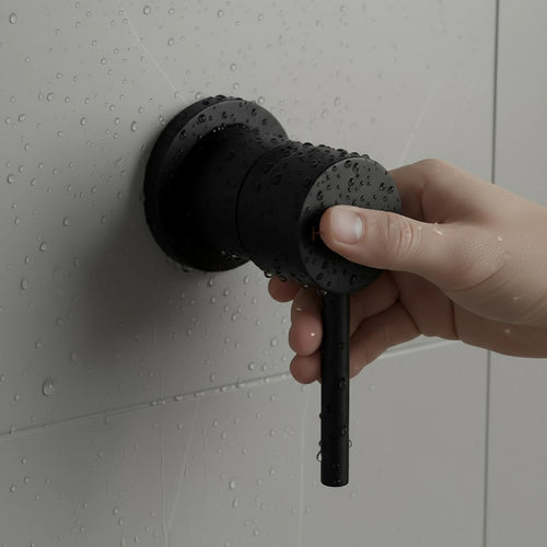 Single Round Shower Bath Mixer Tap Bathroom WATERMARK Approved - Black