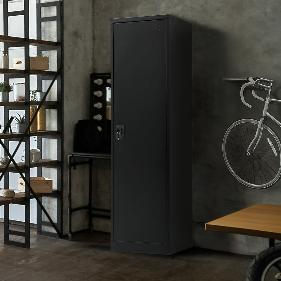 Single Door Metal Locker Cabinet - Black without Legs