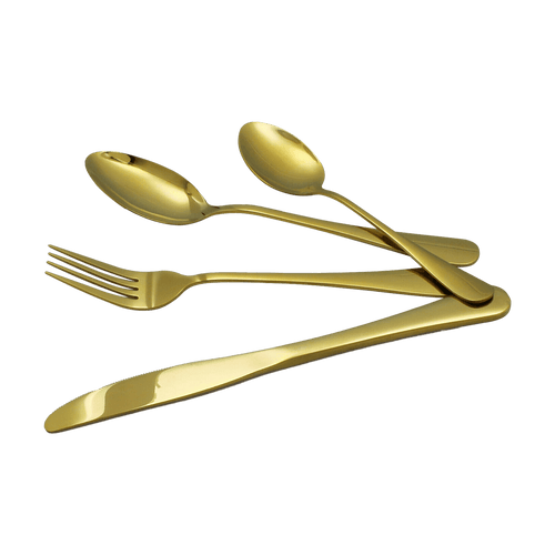 24-piece Gold Cutlery Flatware Stainless Steel Silverware Set Reflective Mirror Finish