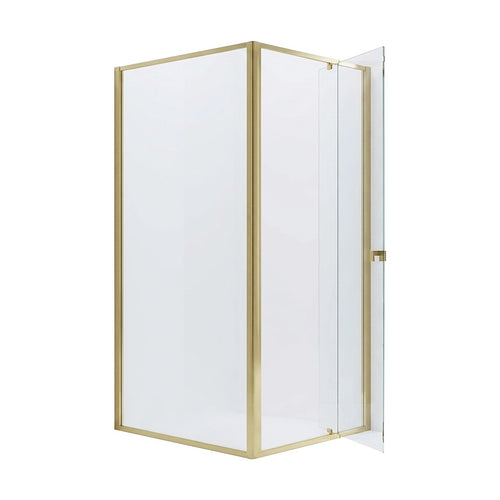 Adjustable Semi Frameless Shower Screen Front: (82~90)x195cm with Gold Hardware and Side: (98~101)x195cm