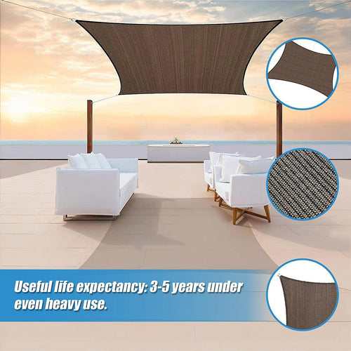Rectangle Sun Shade Sail Fabric Garden Patio Pool Awning Canopy Cover Coffee