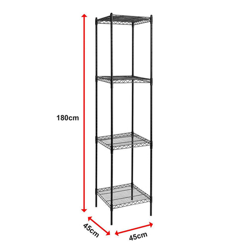 Modular Wire Storage Shelf 450 x 450 x 1800mm Steel Shelving - Baking Black Technology