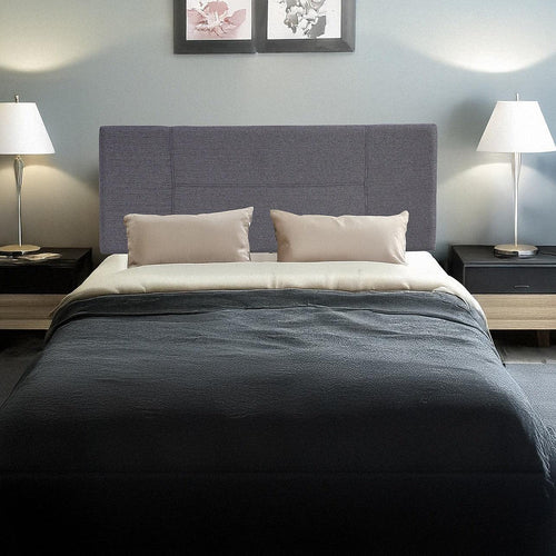 Double Grey Linen Fabric Bed Headboard Bedhead