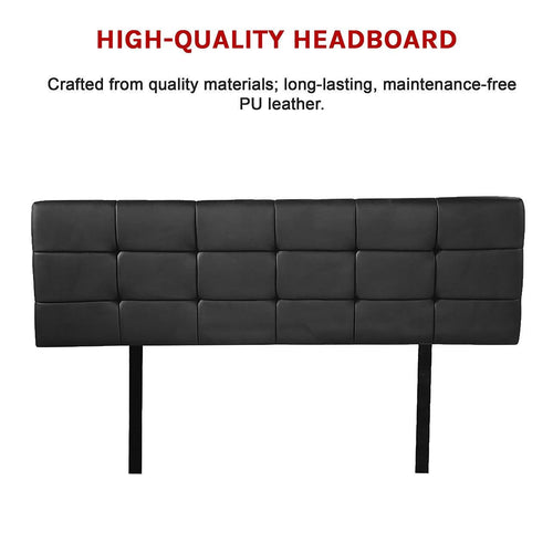 Queen PU Leather Bed Deluxe Headboard Bedhead - Black