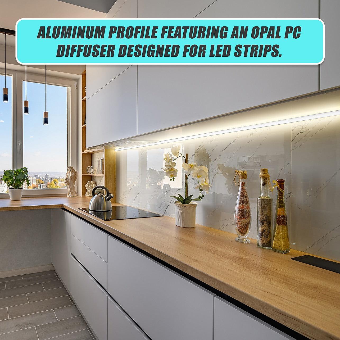 10 x 1M Aluminium LED Strip Light Channel Profile for Kitchen Cabinet ...