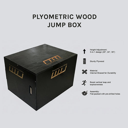 3 IN 1 Black Wood Plyo Games Plyometric Jump Box