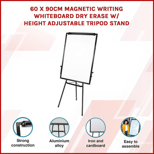 60 x 90cm Magnetic Writing Whiteboard Dry Erase w/ Height Adjustable Tripod Stand