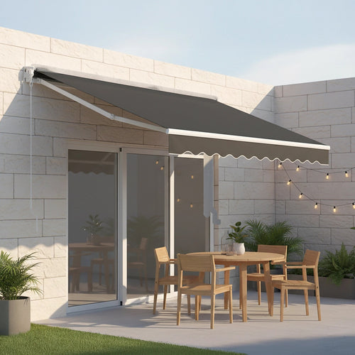 Outdoor Awning Grey - 5x2.5m Retractable Sunshade