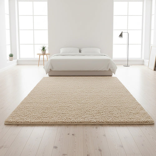 230x160cm Large Shaggy Floor Rug Area Carpet – Beige Soft Mat for Bedroom or Living Room Comfort