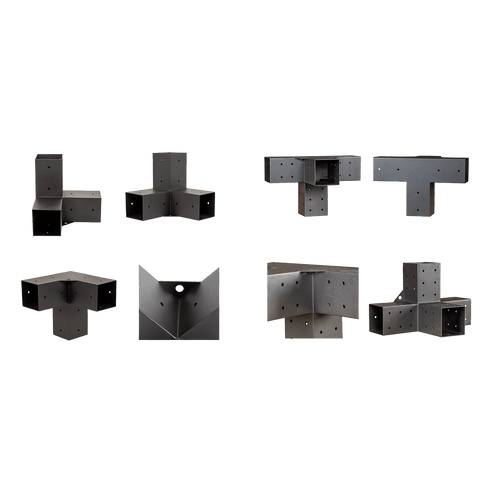 Roof Pergola Gazebo Shed Matte Black Steel Double Wall Mount with Black Screens Brackets DIY Kits