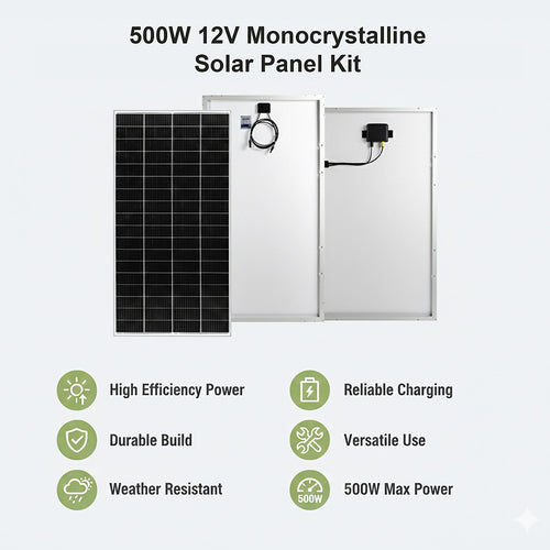 500W 12V Monocrystalline Solar Panel Kit – Battery Charger for Caravan & Camping