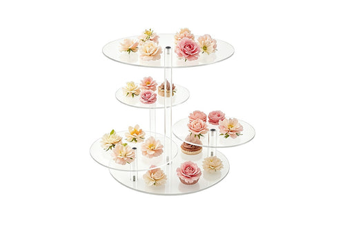4 Tier Acrylic Cupcake Stand 30cm Clear Dessert Display Tower