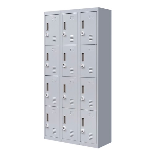 12-Door Locker – Grey with 3-Digit Combination Lock | Secure Storage for Office, Gym or School Use