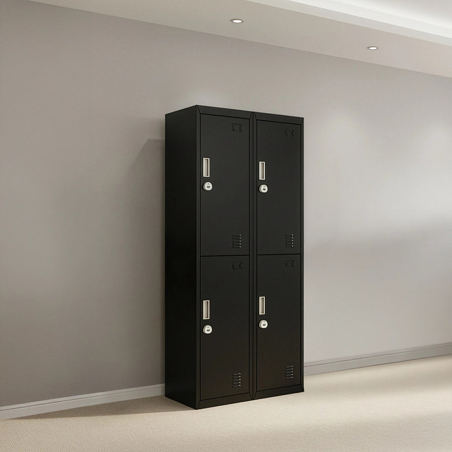 2x2 Door Black Metal Locker – Secure Storage with 3-Digit Combination Lock