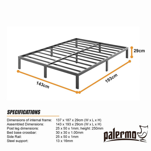 Double Heavy-Duty Steel Bed Frame Base for Australian Mattresses
