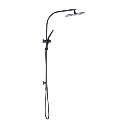 WELS 10" Black Rain Shower Head Set Square Dual Heads High Pressure with Handheld
