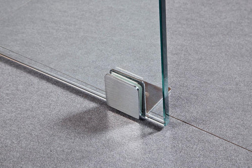 Frameless 10mm Glass Shower Screen - 1000 x 1000mm - Nickel Hinges/Brackets and Round Handle