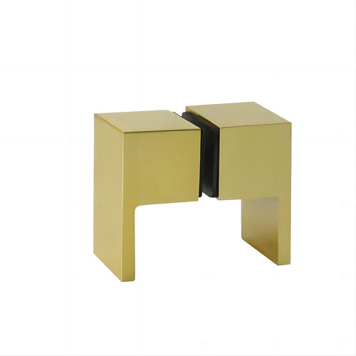 110x80cm Corner Frameless Shower Screen with Gold Wall U-Brackets and Brass Hinges, Square Double Pull Handle