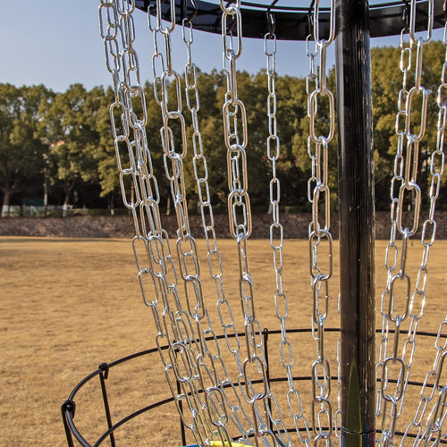 Disc Golf Basket 24 Chain Portable Target with 6 Disc Starter Set for Outdoor Play